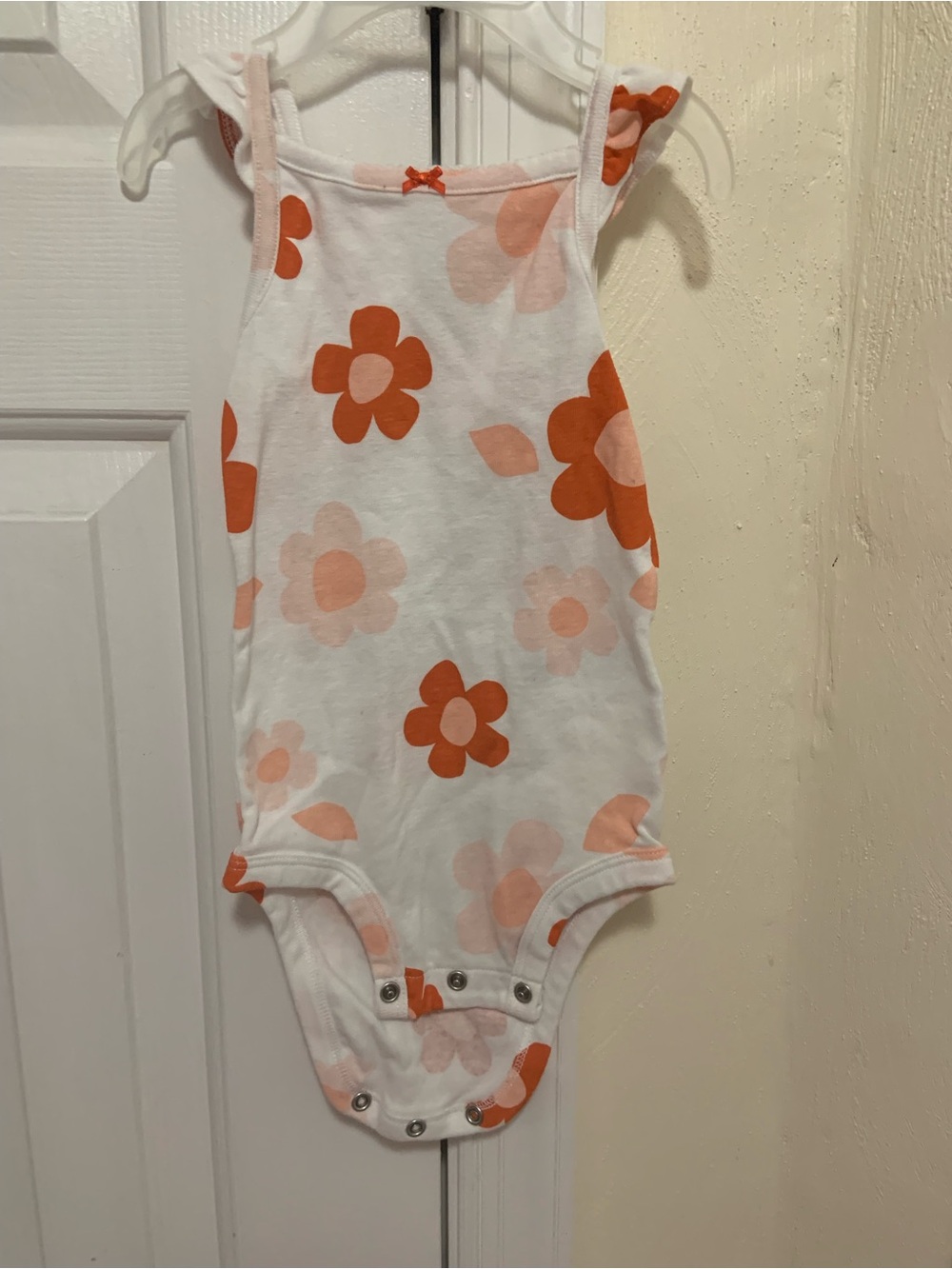 Carter's White Bodysuit with Orange and Peach Floral Print